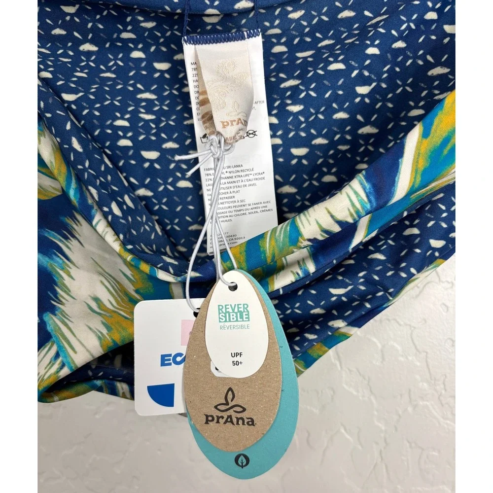NEW Prana‎ Breya Bikini Bottom Reversible Tropic Panama Blue Palm XL 2336
